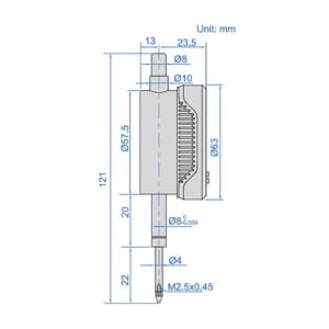 Insize 0 - 12.7 mm / 0.5 inch Bluetooth High Precision Digital Indicator (Flat Back), 2510-10F