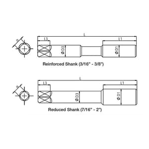Totem UNC Thread 1-3/8 inch HSS Hand Taps (Set of 3 Pcs)