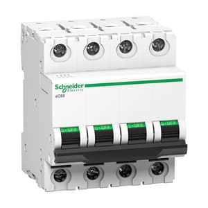 Schneider Electric 40 Amp AC Miniature Circuit Breakers - xC60 (4 Pole & D Curve), A9N4P40D