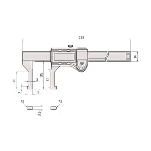 Mitutoyo 150 mm / 6 inch Digital ABS Inside-groove Type Caliper with Thumb Roller, 573-745-20