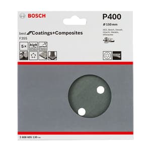 Bosch 150 mm / 400 Grit F355 Sanding Sheet (Pack of 5 Pcs), 2 608 605 130