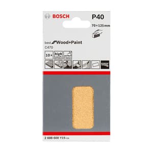 Bosch 70 mm x 125 mm / 240 Grit Sanding Sheet (Pack Of 10 Pcs), 2 608 608 Y27