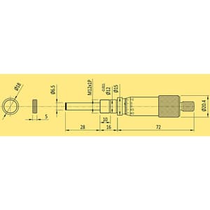 Baker 0 - 25 mm Metric Micrometer Head (Threaded Holding Diameter), MMA25-HT