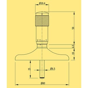 Baker 0 - 25 mm Metric Depth Micrometer, MMC25-1DM60