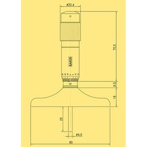 Baker 0 - 100 mm Metric Depth Micrometer, MMC100-DM60