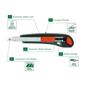 Bosch 142 mm Snap-Off Knife with 3 Pcs Blades, 1 600 A03 9L6