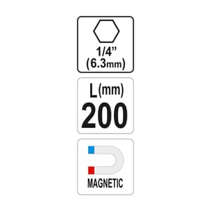 Yato 200 mm, 1/4 Inch Screwdriver Bit Holder, YT-04682