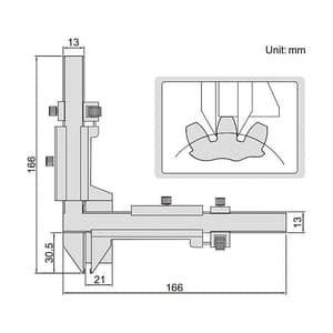 Insize M1 - M26 mm Gear Tooth Vernier Caliper, 1281-M26 A