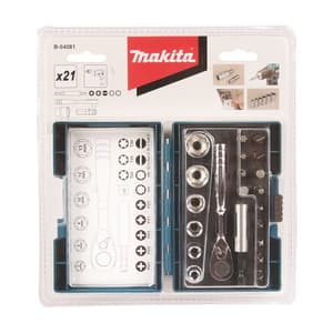 Makita 21 Pcs 1/4 inch Sq. Drive Ratchet & Socket Set, B-54081