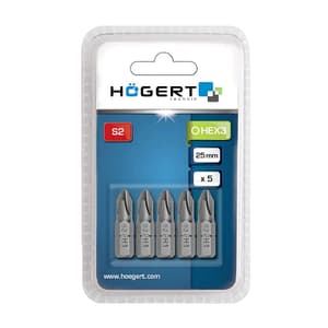 Hogert PH1 x 25 mm Length Phillips Screwdriver Bits (Pack of 5 Pcs), HT1S301
