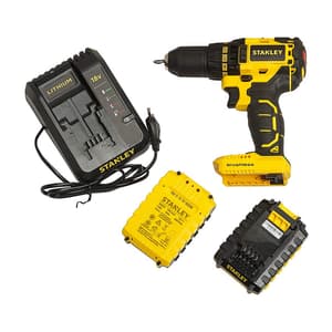 Stanley 18V / 2.0 Ah / 13mm Li-ion Brushless Cordless Drill Driver With 2 Batteries & Charger, SBD201D2K