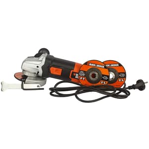 Black+Decker 820W / 4 inch 100mm Small Angle Grinder with 2 Grinding &1 Cutting Wheel, G720RW-IN