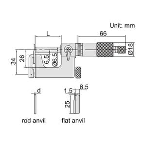 Insize 25 - 50 mm Interchangeable Anvil Type Uni-mike Micrometer with Ratchet Stop, 3262-50A