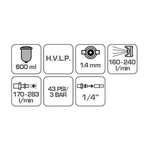 Hogert 600 ml / 1.4 mm Spray Gun With Top Cup, HT4R716
