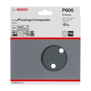 Bosch 150 mm / 600 Grit F355 Sanding Sheet (Pack of 5 Pcs), 2 608 605 131