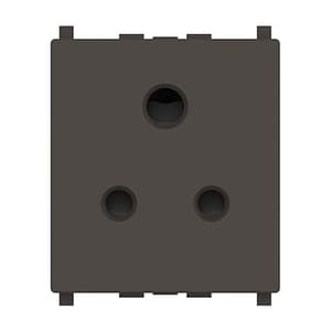 Schneider Electric Zencelo 6 Amp 3 Pin Socket Outlet With Shutter - Dark Grey (Pack of 10 Pcs), IN8426UNS_BZ