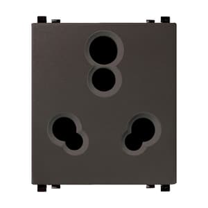 Schneider Electric Zencelo 6 / 16 Amp 3 Pin Socket Outlet With Shutter - Dark Grey (Pack of 10 Pcs), IN8426/16(BZ)