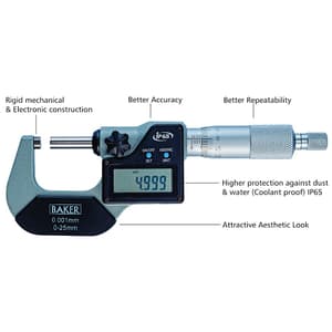 Baker 175 - 200 mm Digital External Micrometer Without Data Output, DMM 200