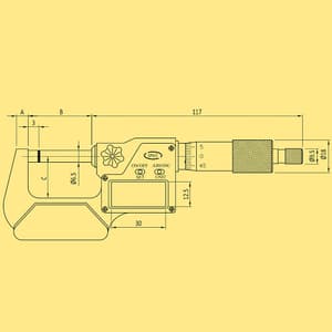 Baker 175 - 200 mm Digital External Micrometer Without Data Output, DMM 200