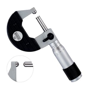 Baker 3 - 4 inch Spherical Hardened Steel Anvil & Flat Carbide Spindle Face Tube Micrometer, INC4 - T1