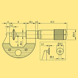 Baker 2 - 3 inch Disc Non - Rotating External Micrometer, INC3 - ND