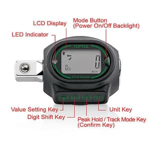 Toptul 6 - 30 Nm / 1/4"(F) x 1/4"(M) Digital Torque Adapter, DTA-030N