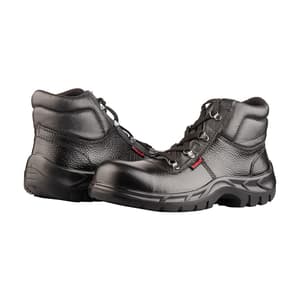 Karam Men's Ankle Height Leather Safety Shoe - Steel Toe (Black), FS26BL