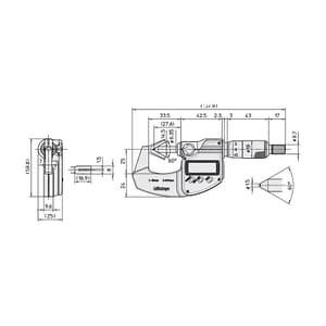 Mitutoyo 1 - 15 mm Digital V-Anvil Micrometer without Groove (3 Flute), 314-261-30