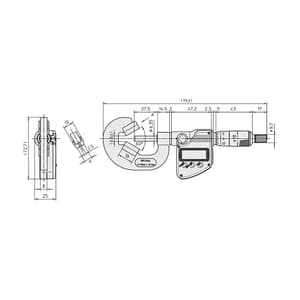 Mitutoyo 10 - 25 mm Digital V-Anvil Micrometer with Groove (3 Flute), 314-252-30