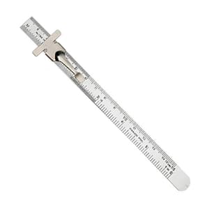 Kristeel 150 mm / 6 inch Stainless Steel Pocket Clip Rule - Depth Gauge Combination (Type B), 1302