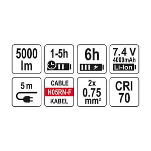 Yato 5000 LM Portable Headlamp With Battery And Folding, Case, YT-81811