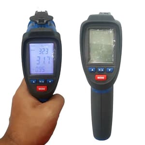 Metravi 4 Digits 1200°C Temperature Range With Dual Laser Pointer Non-contact cum Contact Infrared Thermometer With USB PC Interface, MT-15