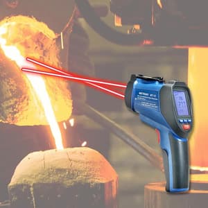 Metravi 4 Digits 1200°C Temperature Range With Dual Laser Pointer Non-contact cum Contact Infrared Thermometer With USB PC Interface, MT-15