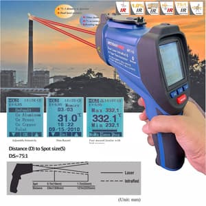 Metravi -50°C to 2200°C Temperature Range Non-contact Infrared Thermometer With Bluetooth Wireless Connectivity, MT-19