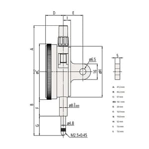 Mitutoyo 0 - 10 mm Standard Type Dial Indicator (Lug Back), 2046 A