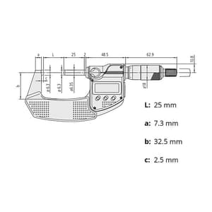 Mitutoyo 25 - 50 mm Digital Micrometer With Ratched Stop & SPC Data Output (IP65 Coolant-Proof), 293-231-30