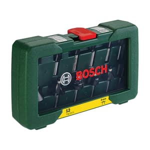 Bosch 8 mm Shank Straight TC Router Bit Set (Pack of 12 Pcs), 2 607 019 466