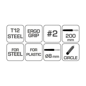 Hogert 200 mm / 8 inch Round Metal File, HT3B802