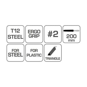 Hogert 200 mm / 8 inch Triangular Metal File, HT3B804