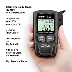 Metravi -40°C - 70°C Digital Temperature & Humidity Data Logger, DL-TH-01