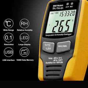 Metravi -40°C - 70°C Digital Temperature & Humidity Data Logger, DL-TH-01