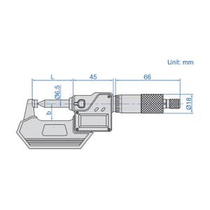 Insize 0 - 25 mm Digital Crimp Height Micrometer (Type B), 3566-25BA