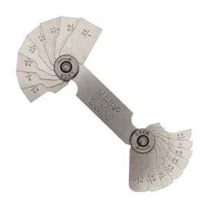 Mitutoyo 1/32 - 17/64 inch Radius Gauge (16 Leaves), 186-103