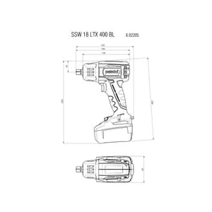 Metabo 18V / 2 x 4 Ah Li-ion Cordless Impact Wrench (Brushless), SSW 18 LTX 400 BL