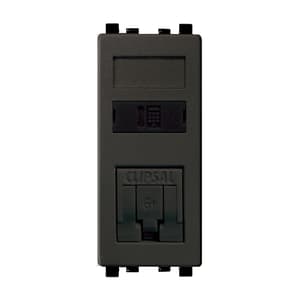 Schneider Electric Zencelo RJ 45 Cat 6 Data Outlet With Shutter - Dark Grey (Pack of 10 Pcs), IN8431RJ6(BZ)