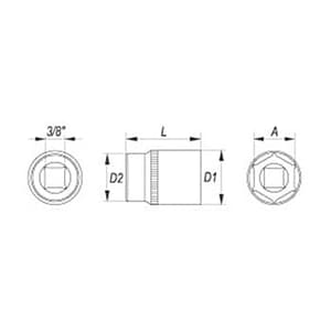 Yato 19 mm / 3/8" Dia 6PT Hexagonal Socket, YT-3814