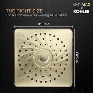Kohler Rain Max 305 mm Square Single-Function Rainhead In French Gold Finish, K-26856IN-AF