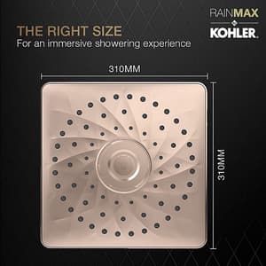 Kohler Rain Max 254 mm Square Single-Function Rainhead In Brushed Rose Gold Finish, K-26855IN-BRD