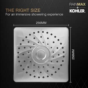 Kohler Rain Max 254 mm Square Single-Function Rainhead In Polished Chrome Finish, K-26855IN-CP