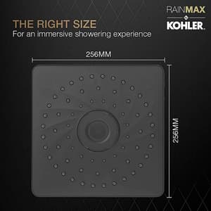 Kohler Rain Max 254 mm Square Single-Function Rainhead In Matte Black Finish, K-26855IN-BL